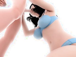chica azul lencería montar