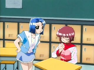 blue-haired hentai chica chupando