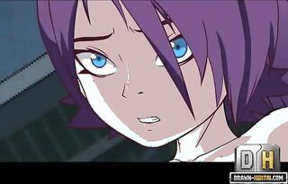 enchained purple-haired hentai vixen