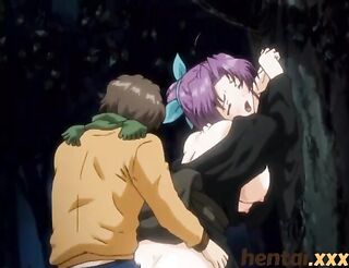 purple-haired anime chick black