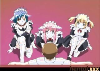 three hentai girl wearing