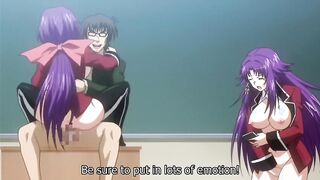 purple-haired jovencita colegio inform