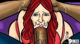 desperate redhead mouths dark-skinned